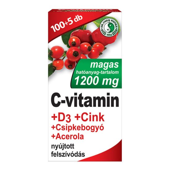 Dr. Chen 1200 mg C-vitamin + D3-vitamin + Cink + Csipkebogyó +Acerola tabletta 105x