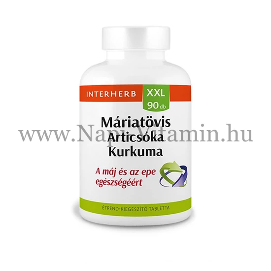 Interherb XXL 90 db MÁRIATÖVIS &amp; ARTICSÓKA &amp; KURKUMA tabletta
