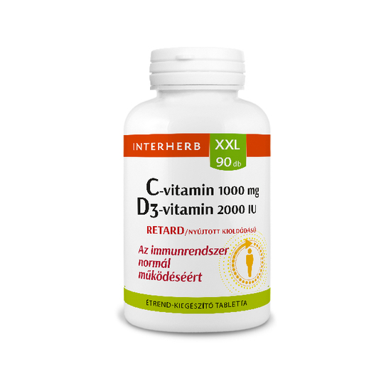 Interherb XXL C-vitamin 1000mg + D3-vitamin 2000IU RETARD tabletta 90x