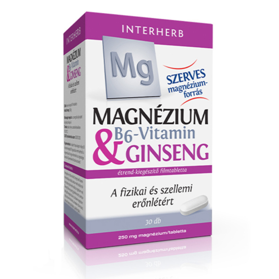Interherb Magnézium 250mg &amp; B6-vitamin &amp; Ginseng tabletta 30x