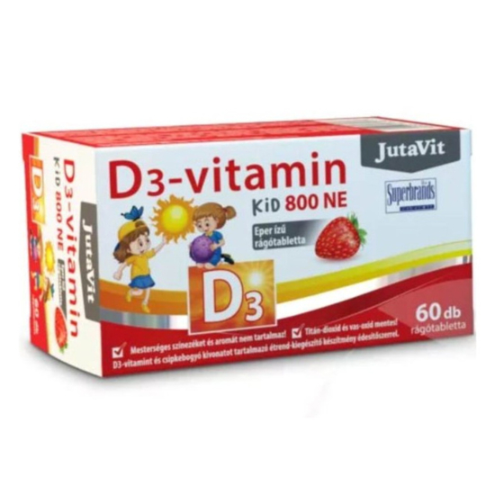 JutaVit D3-vitamin 800NE KID eper ízű rágótabletta 60x