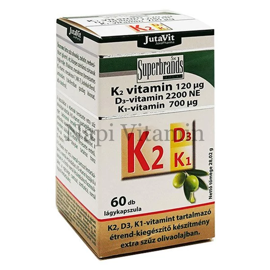 JutaVit K2-vitamin + D3-vitamin 2200NE + K1-vitamin 60x
