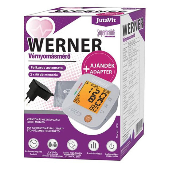 JutaVit Werner felkaros automata vérnyomásmérő készülék + adapter 1x