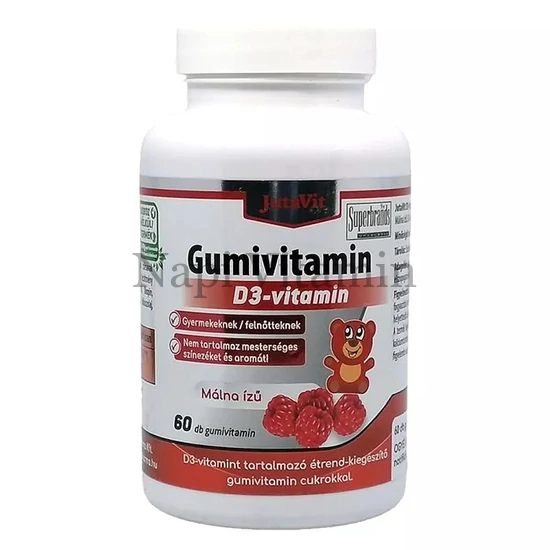 JutaVit D3-vitamin Gumivitamin málna ízű 60x
