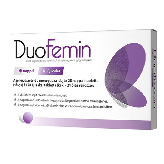 DuoFemin Étrend-kiegészítő tabletta vitaminokkal, ásványi anyagokkal és gyógynövényekkel 56x