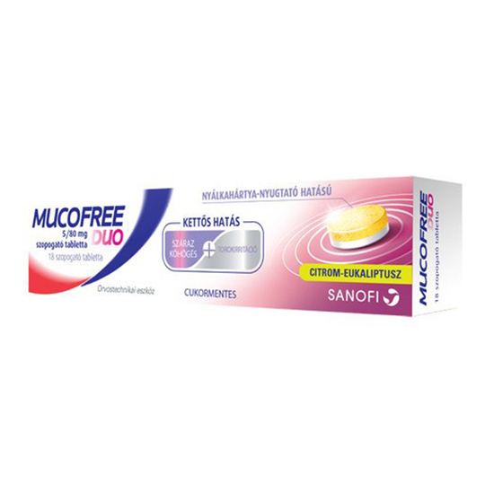 Mucofree Duo 5/80 mg szopogató tabletta 18x