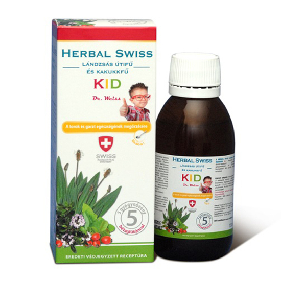 Herbal Swiss Kid Lándzsás útifű – Kakukkfű étrend-kiegészítő folyadék 150ml