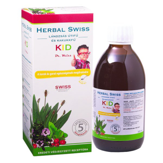 Herbal Swiss Kid Lándzsás útifű – Kakukkfű étrend-kiegészítő folyadék 300ml