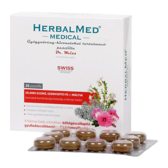 HerbalMed Medical gyógynövény kivonatokat tartalmazó pasztilla 20x