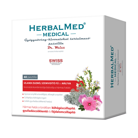 HerbalMed Medical gyógynövény kivonatokat tartalmazó pasztilla 40x