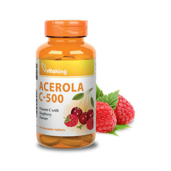 Vitaking C-vitamin 500mg acerola málnás rágótabletta 40x