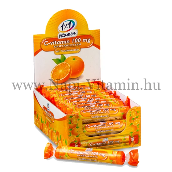 1X1 Vitaday C-vitamin 100mg narancsízű rágótabletta 17x