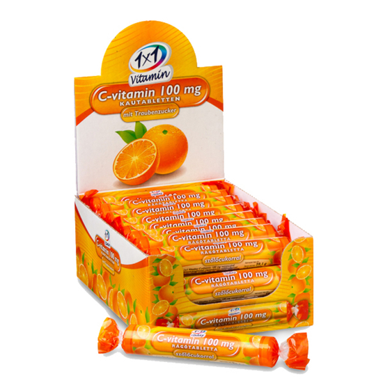1X1 Vitaday C-vitamin 100mg narancsízű rágótabletta 17x